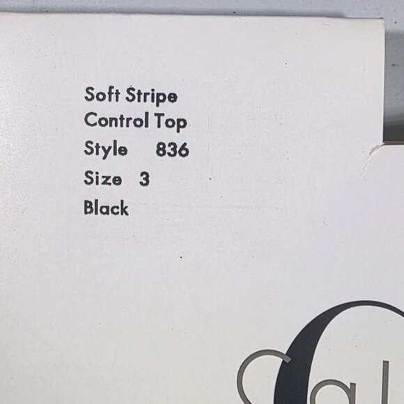 Calvin Klein Soft Stripe Control Top Tights Large Black Nylon/Lycra Blend - Picture 2 of 4